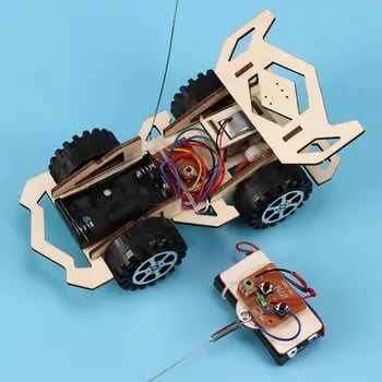 Детска Дървена Монтаж на DIY 4-Канален Електрически Модел на състезателна кола RC Научна Експериментална Играчка