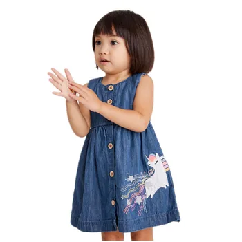 Децата 2022 Летни дрехи за малките момичета на Марката Vestiods за деца Памучно рокля на точки с жирафа джинсовое Цвят рокля за деца 2 3 4 5 6 7 години