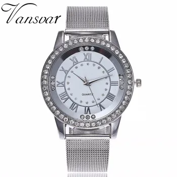 Дропшиппинг Дамски часовници с кристали Модерни Ежедневни дамски сребърни и розово златни мрежести ръчен часовник Подарък часовник Relogio Feminino Hot