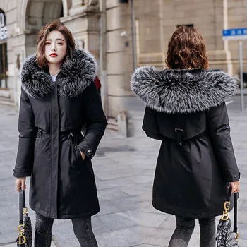 Дълго зимно палто дамско 2022 модни топло кадифе ежедневно яке с качулка дамско палто обикновена паркове свободни топли якета дамски плюс размер