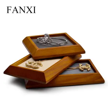 Дървена Поставка за бижута FANXI с Пръстен от Микрофибър, Окачен Титуляр за дисплея, Гривна, Органайзер, Поставка за съхранение на бижута