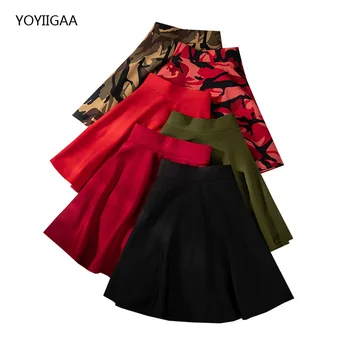 Ежедневни дамски поли Harajuku Чист стил Дамски плиссированная пола с висока талия Трапециевидная дамски мини-пола Лятна мода Дамски поли