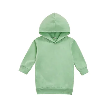 Есенна hoody за момичета, Однотонная руното риза и пуловер с качулка и дълъг ръкав за деца, 1-5 години, Зелено/Оранжево