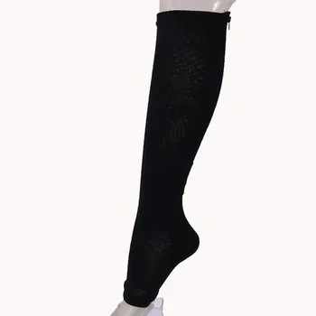 Жените Компресия Фитнес Чорапи С Цип Закопчалка-Поддръжка На Коляното Крака