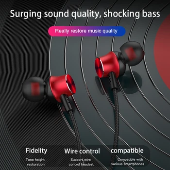 Жични слушалки Caridite G8 с регулатор на силата на звука на микрофона ушите Мощен бас, Съвместима с 3.5 мм универсални
