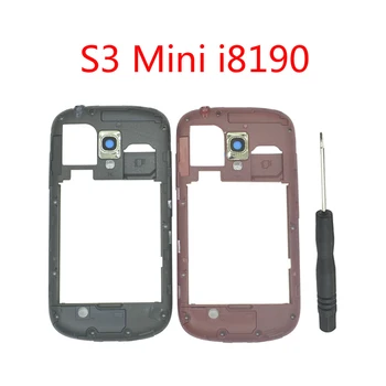 Задната част на Рамката За Samsung S3 Mini I8190 i8200 Оригинален Мобилен Телефон на Нов Корпус Задната част на Средната Лента Със Стъклен Обектив на Камерата + Инструменти