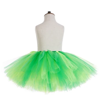 Зелена пола-пакет за малки момичета с лък Космати детска пола Принцеса от тюл Празнична парти за танци За деца Детски мини-пола-пакетче 0-14 години
