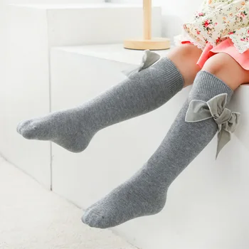 Зима Есен Детски Коледни чорапи за момичета с лък За деца до коленете Дълъг чорап Памучни испански детски чорапи за деца от 1 до 8 години