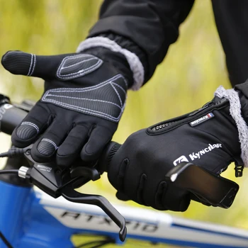 Зима Есен Мъжки Велосипедни Ръкавици Велосипеден Сензорен екран с Високо Качество Утолщают Топли дамски кашмир обикновена велосипедни ръкавици за езда Ръкавици