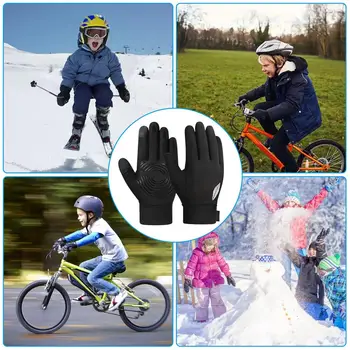 Зимни Ръкавици За Деца - Ръкавици Със Сензорен Екран Топлинни Ръкавици - Ски Ръкавици За Студено Време - Непромокаеми Ръкавици За Момчета Сноуборд Wa