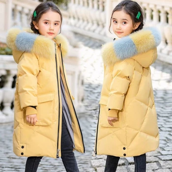 Зимно детско палто за момичета, Детски яке е Дебела детски връхни облекла Зимни дрехи за момичета Ветрозащитное зимно облекло Зимно яке с качулка