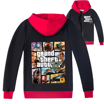 Играта Grand Theft Auto GTA5 Hoody с качулка за малки момичета Есен облекло Детски връхни дрехи за деца за Пролет есен Финото палто, Яке за момчета с цип