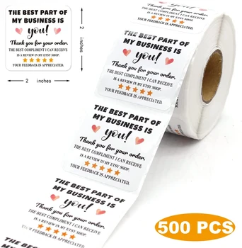 Квадрат Благодарим ви за Вашата Поръчка Стикер 2 Инча 500 бр./ролка за Бизнес-Магазин за Опаковане на Подаръци Пликове, Гарнитури Етикети Етикети