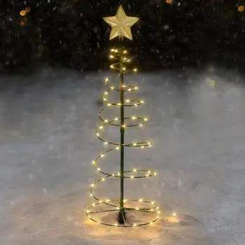 Коледно Дърво led Лампа Спирала Струнни Лампи на слънчеви батерии Фея За Дома Коледен Пейзаж Пътека Двор Двор Аксесоари за украса