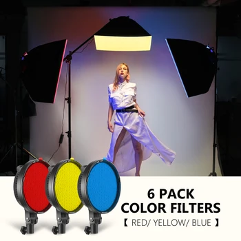 Комплект led софтбокса Neewer от 3 опаковки с цветен филтър: Софтбокс, Led корона с мощност 48 W с дистанционно управление на 2,4 G, Светлинна поставка, Лост стрели