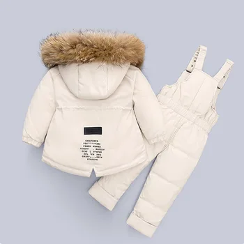 Комплект зимни детски дрехи 2021 Детски зимни гащеризони за момчета Топло палто с кожа яка Якета, Детски гащеризони за момичета Определяне на парка като цяло