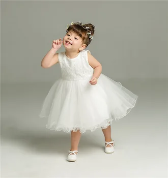 Комплект от две части за Детски рокли за кръщение на бебета Шифоновое бяла сватбена рокля на Принцеса Пищни рокли за малки момичета Вечерни рокли пачки
