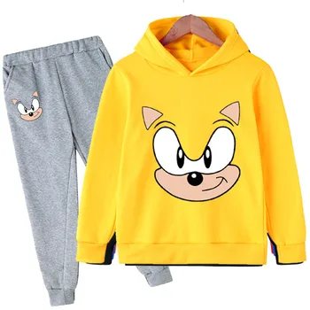 Костюм super Sonic, за малки момчета на Есента комплект ежедневни облекла Върховете Дълги панталони 2 бр. Костюм Комплект детски дрехи за момичета Костюми Детски дрехи