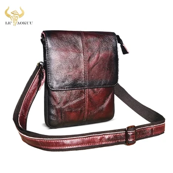 Луксозна Качествена Кожена Мъжка Реколта Вино Пътна утайка от малка тънка чанта-месинджър през рамо Дизайн Поясная чанта Поясная чанта 8713
