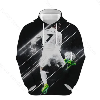 Лятна цели hoody с качулка за момчета 3D-печат Футболна тениска CR7 Детски дрехи Harajuku Уличен пуловер 2021 Нов Топ 6XL
