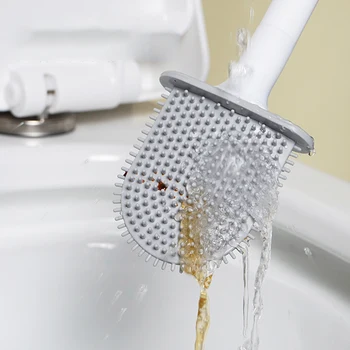 Мека силиконова корона TPR Четка за тоалетна с държач Стенни Подвижна дръжка за Пречистване за баня Трайни Аксесоари за тоалетната