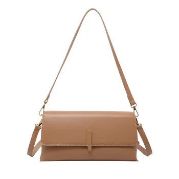 Модерна дамска чанта под мишница и 2021 Г., Новите чанти-франзели от изкуствена кожа за жени, Однотонная дамска чанта на рамото