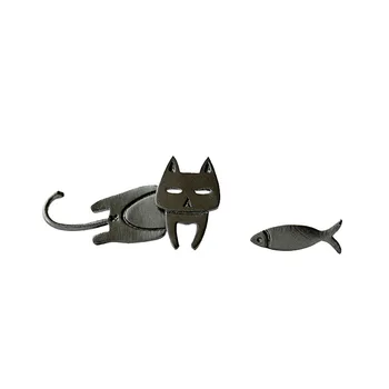 Модни Сладки обеци с котки Женски асиметрични Обеци от сплав с рибки-котки за жените от 2020 година Темперамент Бижута подаръци от метал животни