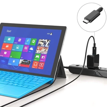 Найлонова Оплетка Кабел за зареждане USB-C за лаптоп Surface Pro 6/5/4/3 Surface 1,5 М 45 W 15 В захранващия Кабел PD