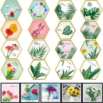 Направи си САМ Скандинавските Зелени Растения Цветя Тема Рамки за Плакати Дневна Спалня Фон Стикери За Стени Декоративна Живопис Етикети