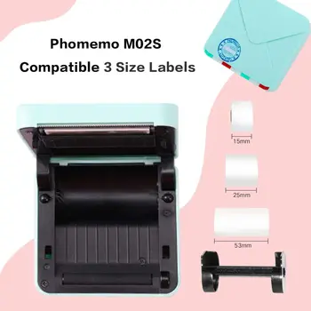 Направи си САМ печат на снимки Мини принтер Phomemo M02S 300 dpi Impressora Приложение за безжичен телефон Цветни Лепкава Производител 15/25/53 мм Термоклея
