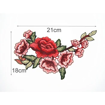 Нов 1 бр. с Прекрасни Цветя Червена Роза Апликация Бродерия Кръпка на Тъканта Стикер Пришитая