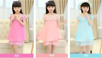 Нов летен костюм за момичета Рокля на принцеса Детска вечерна дрехи Детски шифоновые дантелени рокли рокли за малки момичета