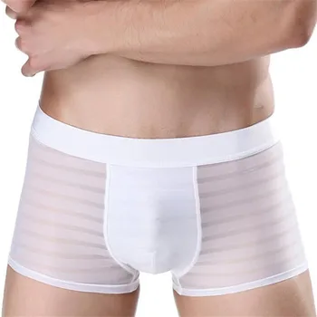Нова марка Сексуална Гей бельо за мъже Боксерки къси Панталони от Коприна на лед, Прозрачен Дишаща Калъф Гащи до средата на кръста Плюс Размер L-3XL