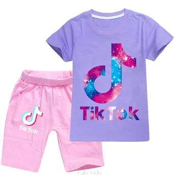 Нова мода Тик Tok 2021 Летни дрехи за момчета Тениска с къс ръкав Памук, шорти за момчета и момичета Забавен Аниме Рисунка Принт