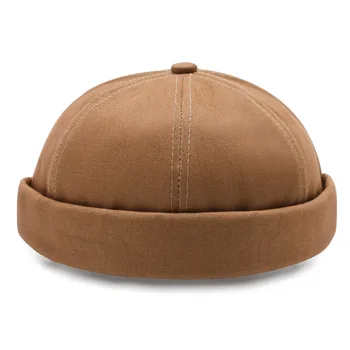 Новата Реколта памучен шапка с купол Мъжки однотонная кадифе шапчица за мъже, Матросская на дървесина шапка с череп без граници, Ежедневни шапка с пъпеш в стил хип-хоп