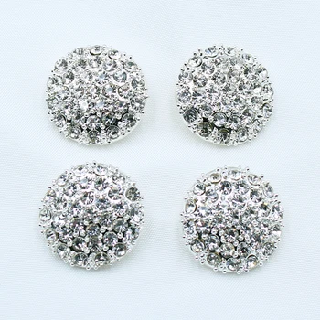 Нови 5шт 24 мм сребърни кръгли метални копчета, блестящи кристали творческа украса на дрехи копчета за палто направи си САМ бижута и аксесоари