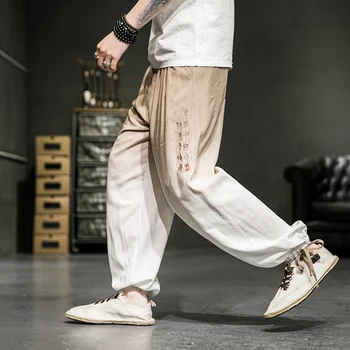 Нови памук спално бельо, мъжки панталони, Панталони с бродерия Градинска облекло за Хип - хоп Спортни панталони Мъжки 2021 Извънгабаритни Модни дамски зреещи 5XL