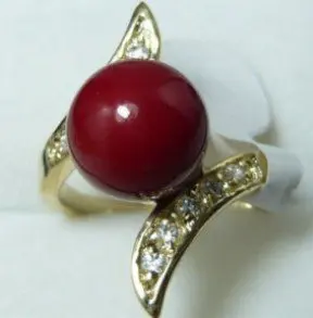 Ново красивият пръстен с перли в червено мивката безплатна доставка