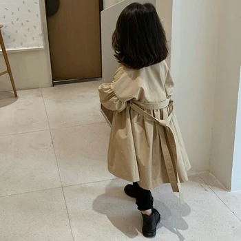 Новост, Есен облекло за момичета, Модни ветровка в Лондонския стил за деца, Ежедневни проста детски връхни облекла