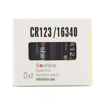 Оригинална Батерия Soshine cr123a lithium 3 1600 mah Литиева Батерия RCR123 за Камера Фенерче С батерии отделение на батерията
