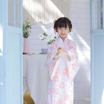 Полиестер Детски дрехи Юката за момичета и момчета в японски стил Кимоно, Детска рокля, Бебешки костюми Юката с дълъг ръкав и принтом ZL893