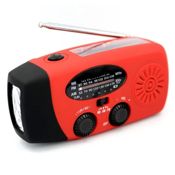Портативен Ръчен FM AM WB NOAA Радио Ръкохватка Слънчева 2000 mah Радио LED Фенерче Времето Радио-LED Фенерче