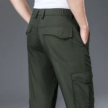 Пролет Лято бързо съхнещи панталони-карго Мъжки Военни Ежедневни тънки спортни панталони Градинска облекло със средна талия прави панталони с много джобове Мъжки