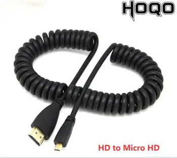 Пружинен кабел Micro HDMI към HDMI-съвместим кабел 3D, 4K Високоскоростен Адаптер Мъжки-Мъжки Кабел Micro HDMI-съвместим за GoPro Raspberry Pi 4
