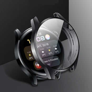 Пълно Покритие на Мек Силиконов Калъф за часа с TPU покритие за Huawei Watch 3 Watch3 Pro Smartwatch Защитно покритие Защитна обвивка за екрана