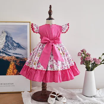 Реколта рокли за момичета с цветен модел Детско испанското рокля от Бутик за деца, рожден Ден, Бал Кръщението MZL076
