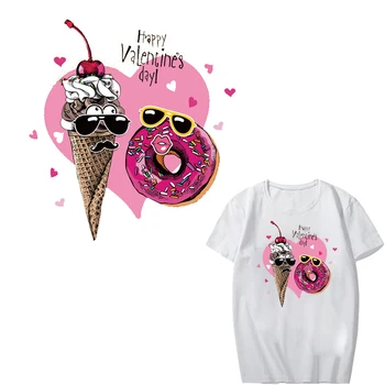 Розово сърце на Кръпка Ютия на пренасянето Сладолед Лепенки за дрехи за момичета направи си САМ тениски Рокли Апликация Теплопередача Винилови етикети