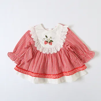 Рокля принцеса Есенни детски официални рокли от памук с бродерия за момичета Рокля с дълъг ръкав Сладък дрехи за малките момичета