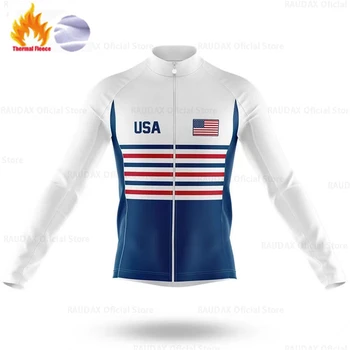 САЩ Зимни Велосипедна облекло 2021 За мъже Открит Термален МТВ Велосипед Колоездене Ropa Ciclismo с дълъг ръкав Руно Пътен Мотор Състезателна облекло