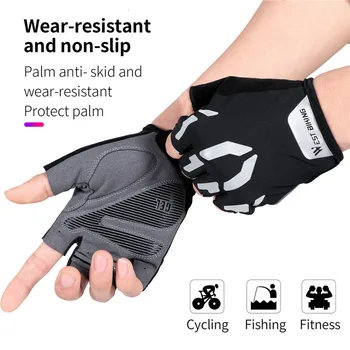 Светлоотразителни Велосипедни ръкавици устойчива на плъзгане Гел тампон Къса Велосипедни ръкавици на половин пръст Дишащи Спортни ръкавици на открито За мъже МТБ Велосипедни ръкавици